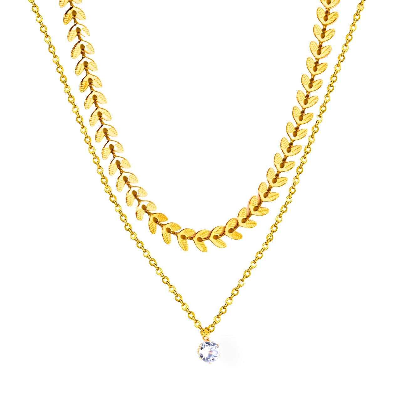 Collar Doble Espiga Waterproof - Joya en acero inoxidable enchapado en oro 18k - D'Merys