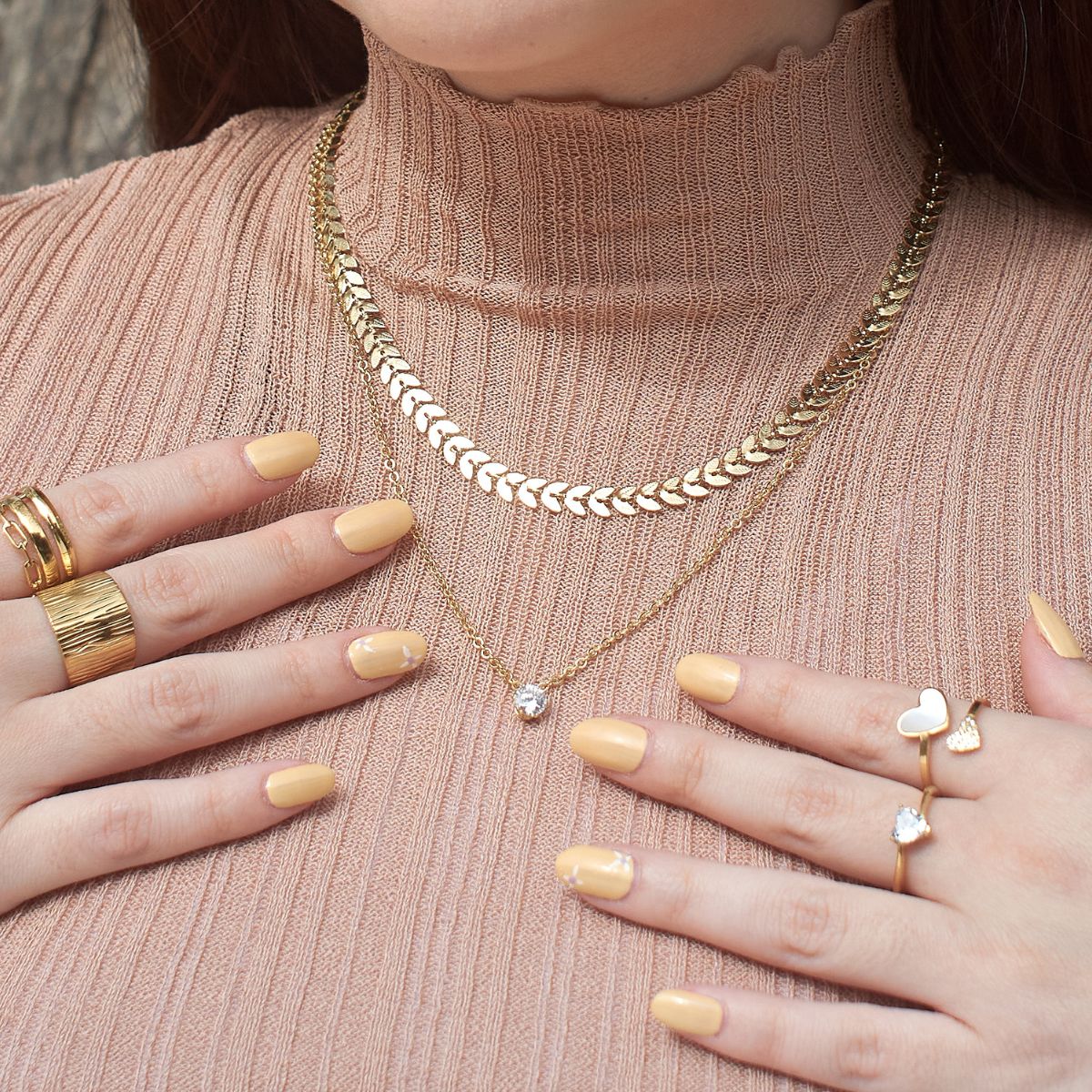 Collar Doble Espiga Waterproof - Joya en acero inoxidable enchapado en oro 18k - D'Merys