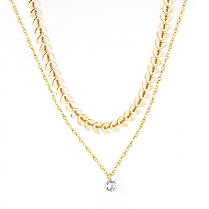 Collar Doble Espiga Waterproof - Joya en acero inoxidable enchapado en oro 18k -Azzia