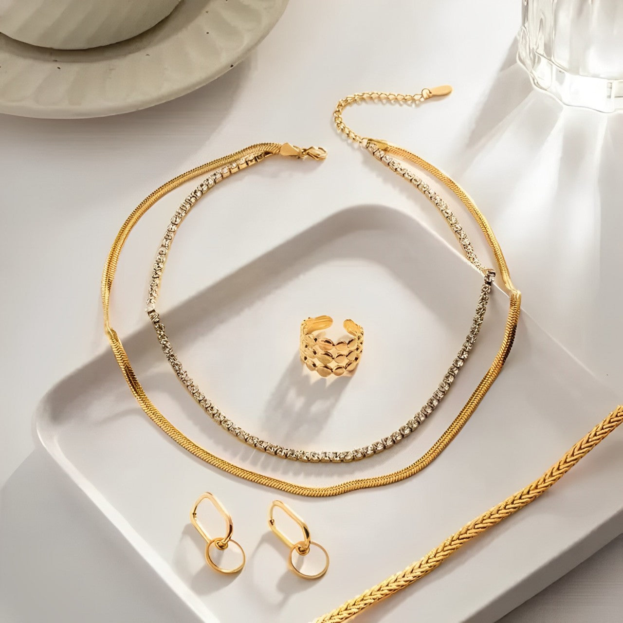 Collar Doble Glow Tenis Waterproof - Joya en acero inoxidable enchapado en oro 18k - D'Merys