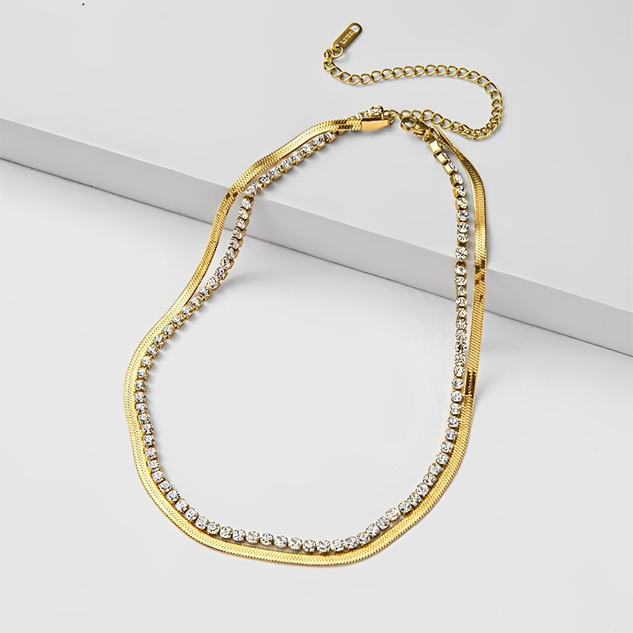 Collar Doble Glow Tenis Waterproof - Joya en acero inoxidable enchapado en oro 18k - D'Merys