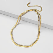 Collar Doble Glow Tenis Waterproof - Joya en acero inoxidable enchapado en oro 18k - D'Merys