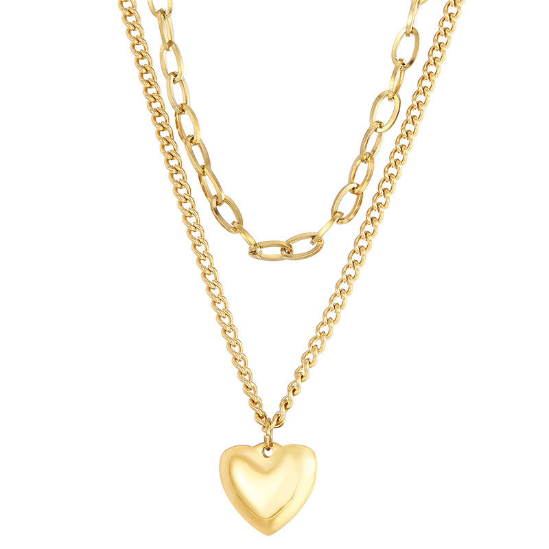 Collar Doble Heart Waterproof - Joya en acero inoxidable enchapado en oro 18k - D'Merys