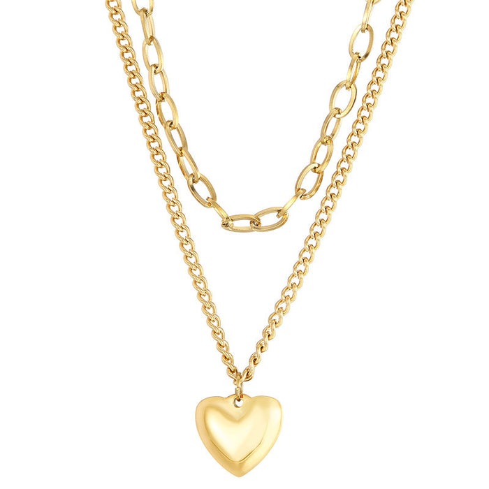 Collar Doble Heart Waterproof - Joya en acero inoxidable enchapado en oro 18k - D'Merys