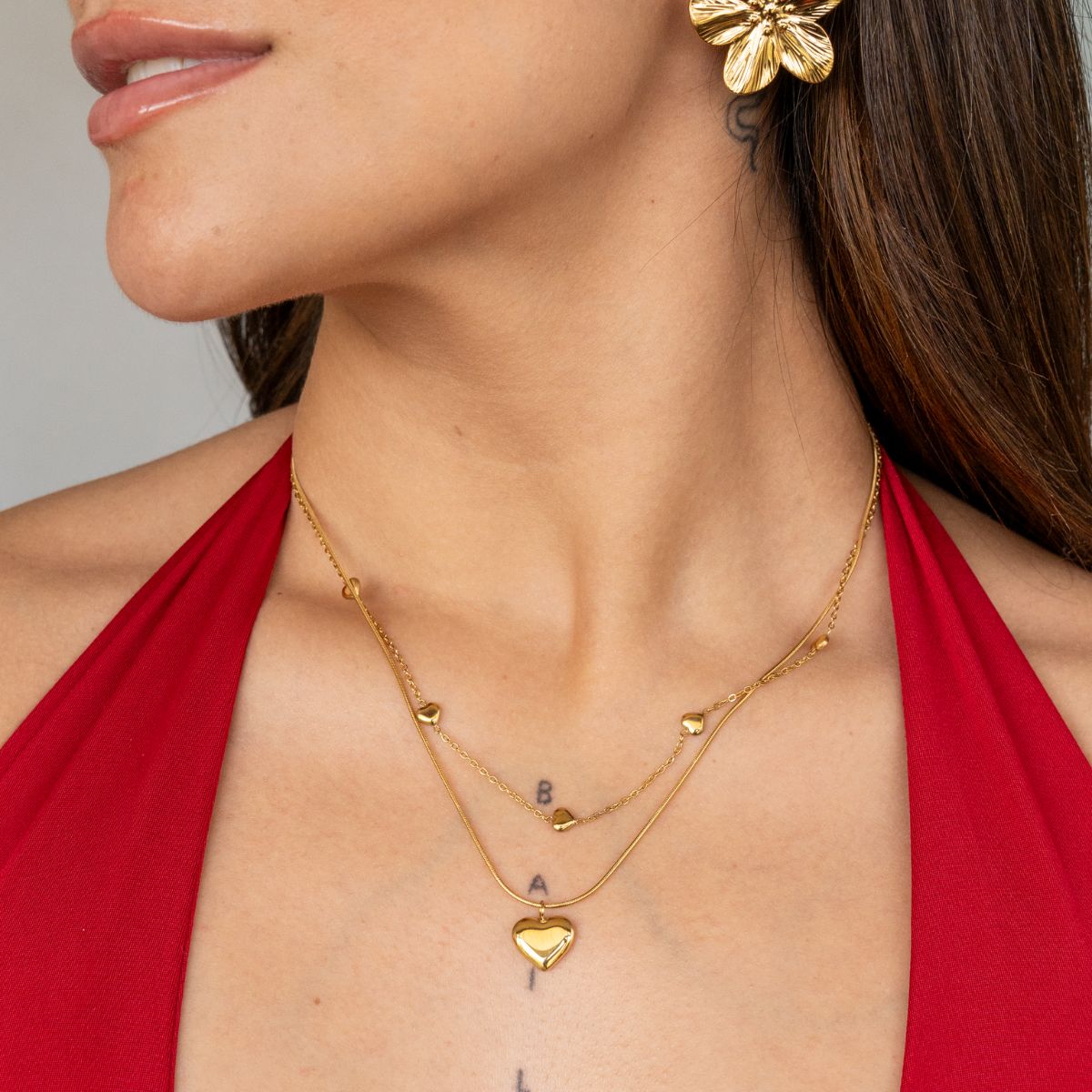 Collar Doble Karina Waterproof - Joya en acero inoxidable enchapado en oro 18k - Azzia joyería