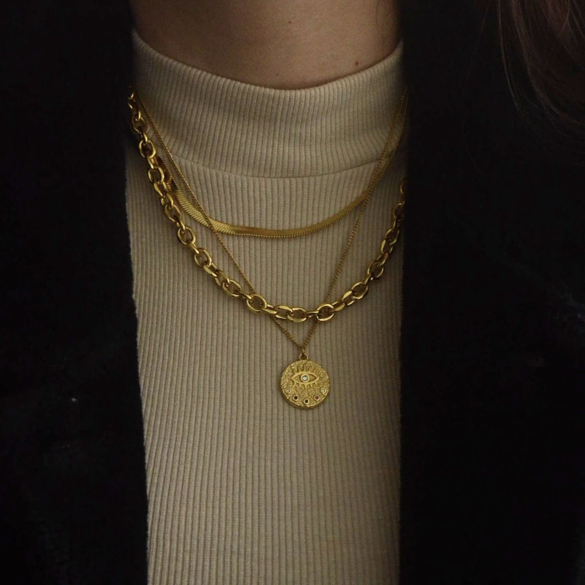 Collar Amuleto Ojo Turco Waterproof - Joya en acero inoxidable enchapado en oro 18k - D'Merys