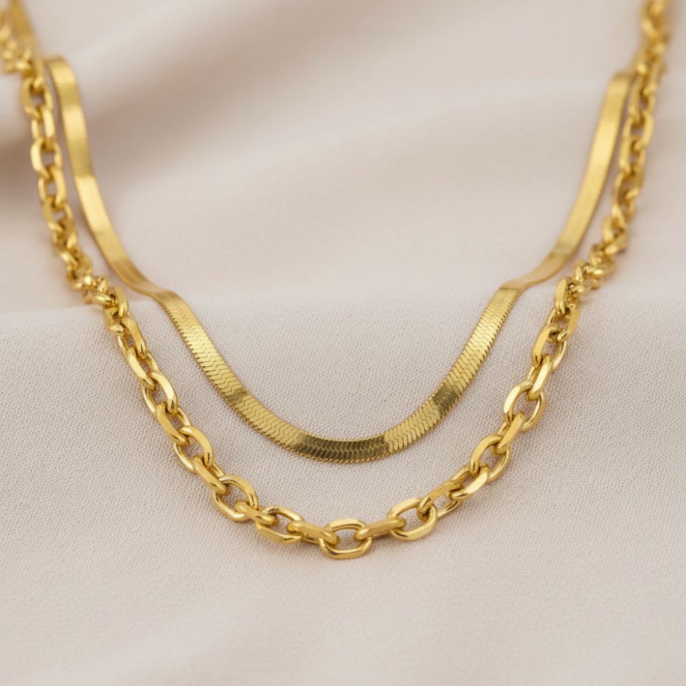 Collar Doble Trendy: Snake + Eslabones | Azzia Joyería