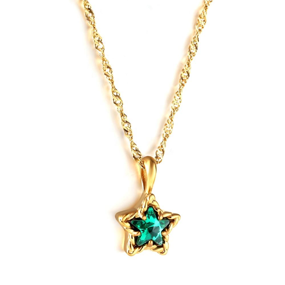 Collar Estrella Green Waterproof - Joya en acero inoxidable enchapado en oro 18k - D'Merys