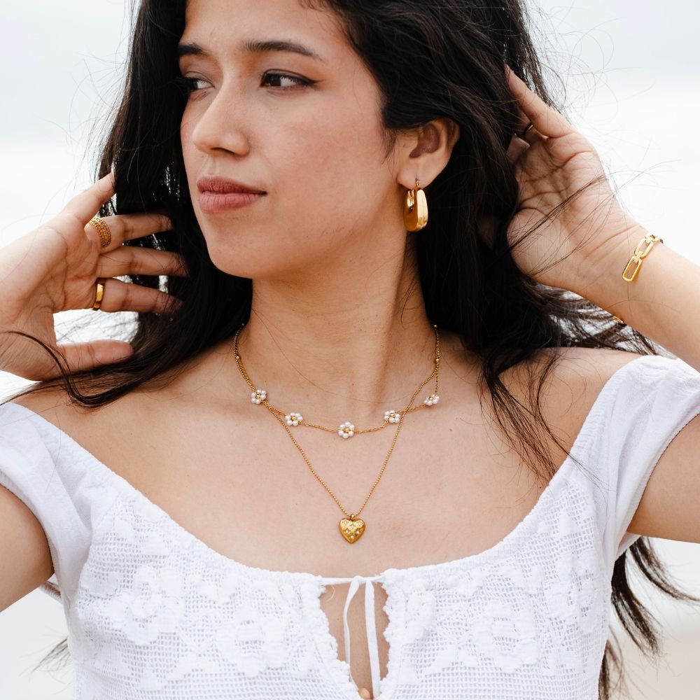 Collar Corazón Chunky Circones Waterproof - Joya en acero inoxidable enchapado en oro 18k - Azzia joyería