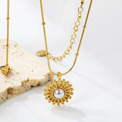 Collar Girasol Waterproof - Joya en acero inoxidable enchapado en oro 18k - Azzia joyería