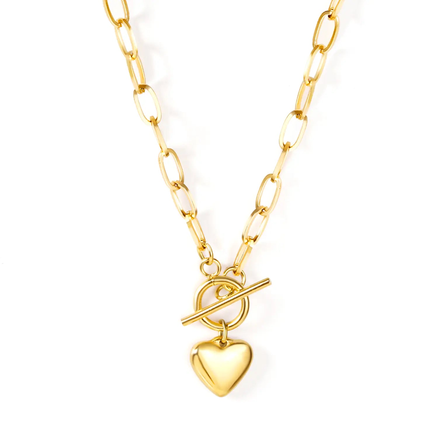 Collar Heart Broche T Eslabones Waterproof - Joya en acero inoxidable enchapado en oro 18k - D'Merys