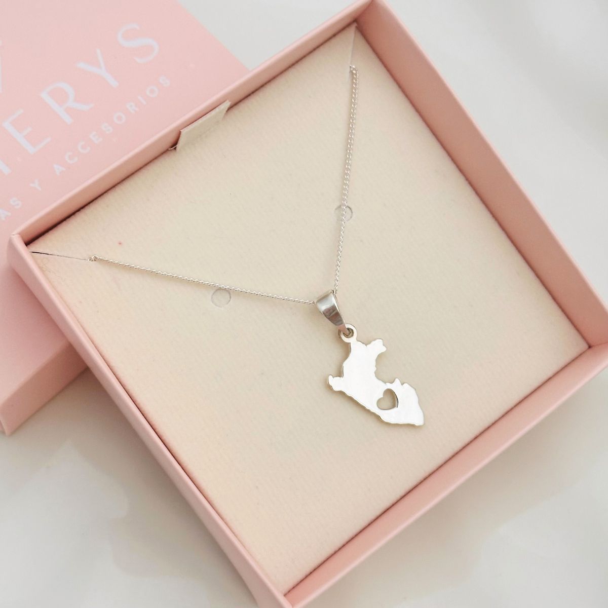 Collar Mapa Perú con Corazón Plata 950 - Joya en plata 950 - D'Merys