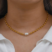 Collar Pepita con Perla Waterproof - Joya en acero inoxidable enchapado en oro 18k - D'Merys