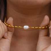 Collar Pepita con Perla Waterproof - Joya en acero inoxidable enchapado en oro 18k - D'Merys