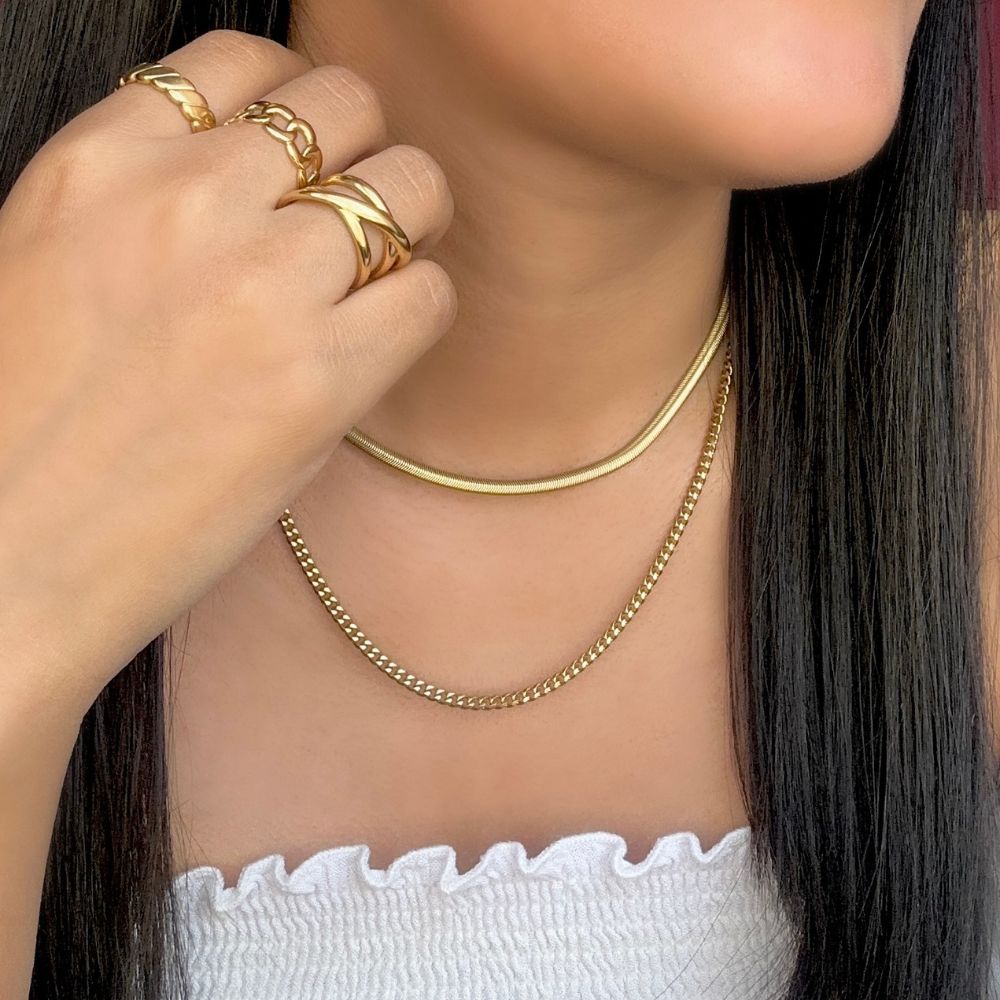 Collar Snake Oval Waterproof - Joya en acero inoxidable enchapado en oro 18k - D'Merys