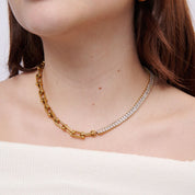 Collar Tiffany Tenis Waterproof - Joya en acero inoxidable enchapado en oro 18k - Azzia joyería