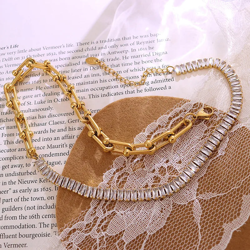 Collar Tiffany Tenis Waterproof - Joya en acero inoxidable enchapado en oro 18k - Azzia joyería