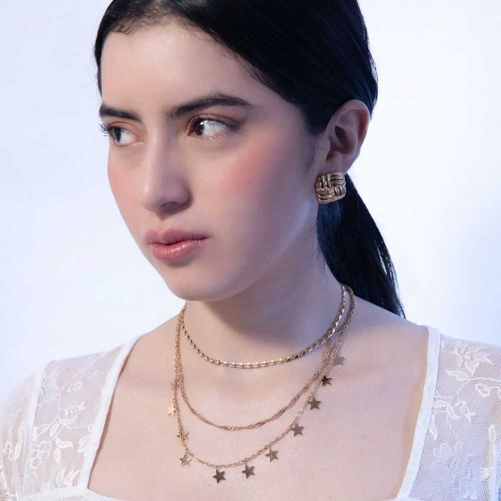 Collar Triple Cadena Galaxy Waterproof - Joya en acero inoxidable enchapado en oro 18k - D'Merys