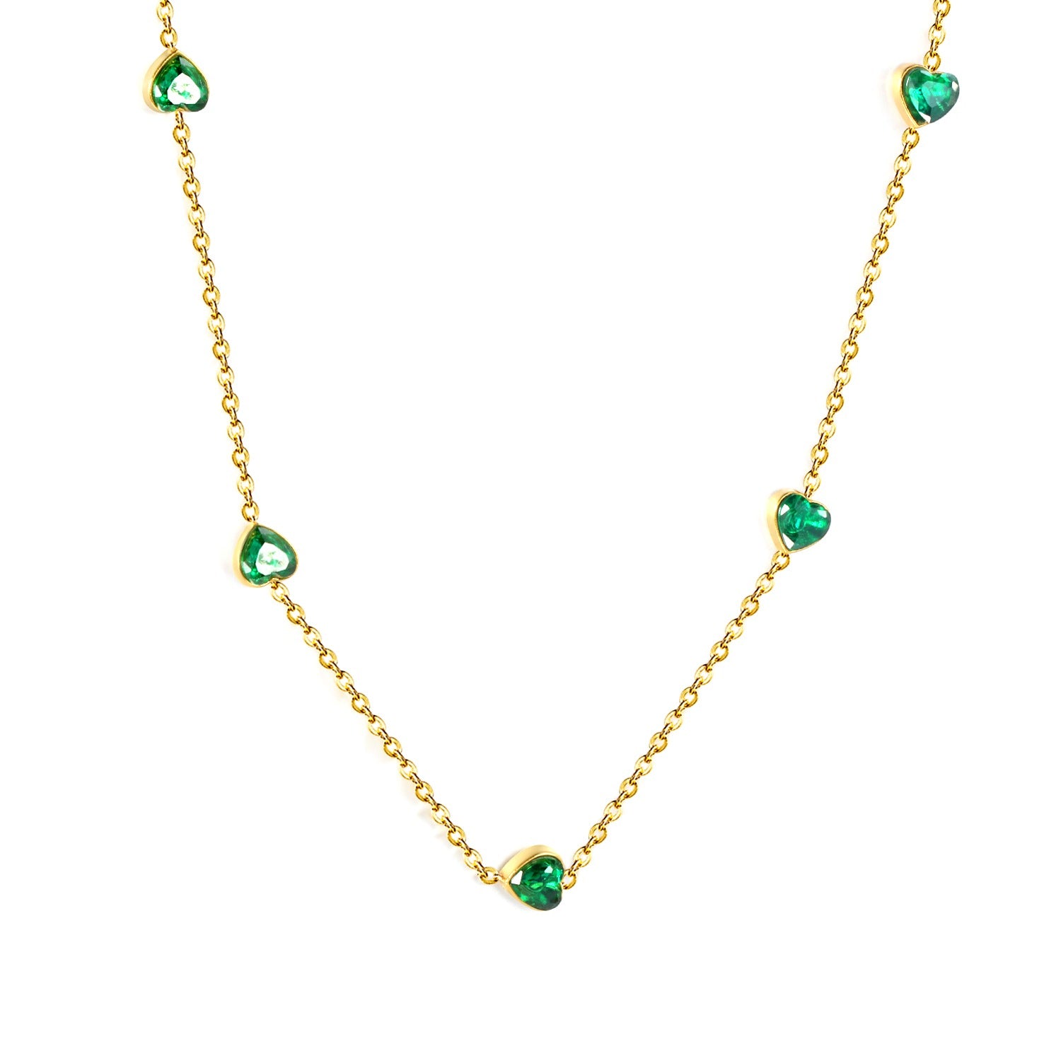 Gargantilla Heart Esmeralda Waterproof - Joya en acero inoxidable enchapado en oro 18k - D'Merys