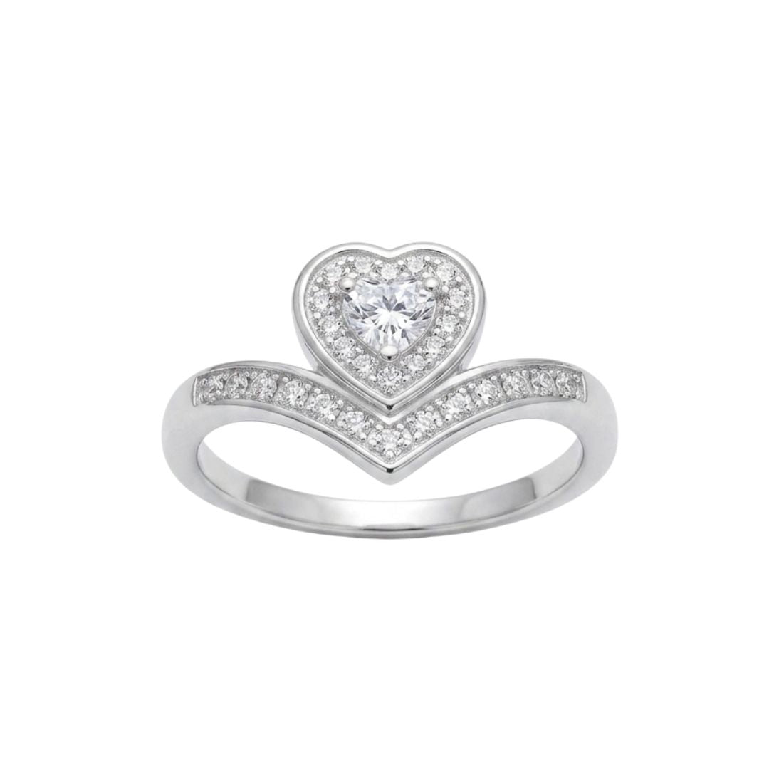 Anillo Promesa Reina Corazón - Plata 925