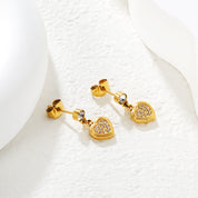 Aretes Corazón Brillante Mini Waterproof: Oro 18k | Azzia Joyería
