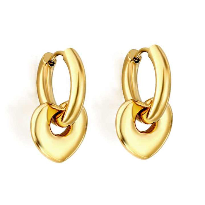 Chunky Heart Hoops Waterproof - Joya en acero inoxidable enchapado en oro 18k - Azzia joyería