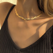 Collar Snake Trenzado Waterproof: Acero Inox 316L Oro 18k | Azzia