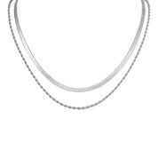 Collar Doble Fátima, sofisticación impermeable con cadena snake y cordón dorado. Ideal para un estilo diario único y elegante. ¡Azzia Joyería!