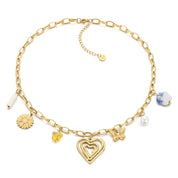 Collar waterproof con charms florales dorados. Acero 316L enchapado en oro 18k: no se oxida ni mancha. Envío a todo el Perú