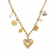 Collar waterproof con charms florales dorados. Acero 316L enchapado en oro 18k: no se oxida ni mancha. Envío a todo el Perú