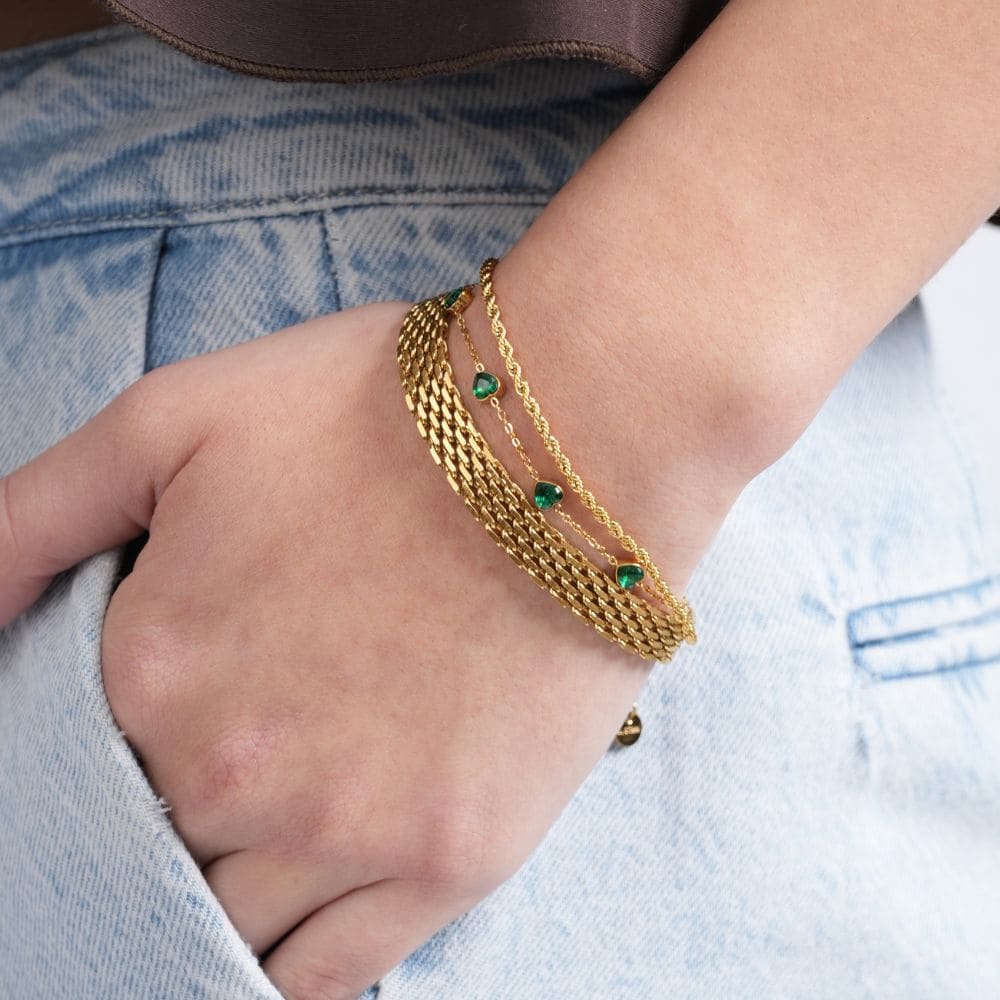 Pulsera Green Hearts Waterproof