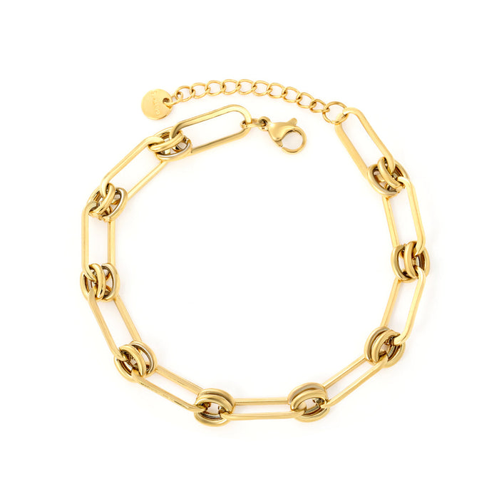 Pulsera resistente a el agua, acero inoxidable enchapado en oro 18K PVD - AZZIA JOYERIA 
