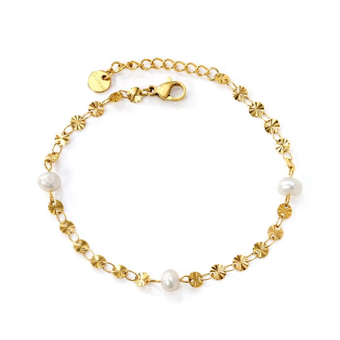 Pulsera Perla Brillante Waterproof - Joya en acero inoxidable enchapado en oro 18k - Azzia joyería