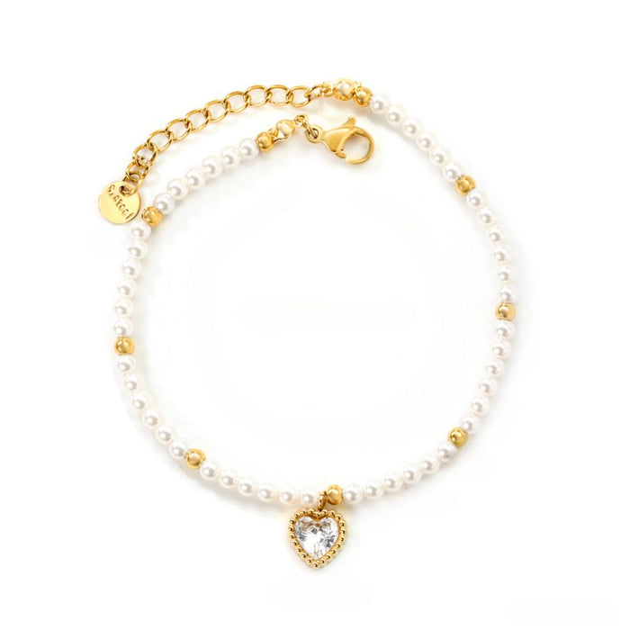 Pulsera Perlitas Mía Waterproof: Acero 316L Oro 18k | Azzia