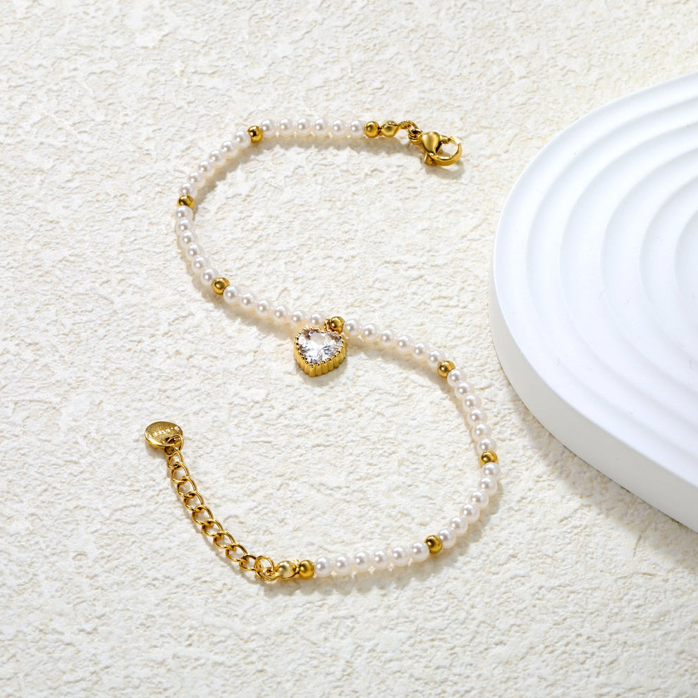 Pulsera Perlitas Mía Waterproof: Acero 316L Oro 18k | Azzia