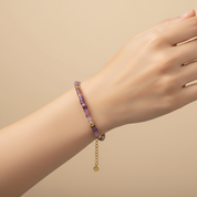 Pulsera Amatista Piedra Waterproof - Joya en acero inoxidable enchapado en oro 18k - Azzia joyería