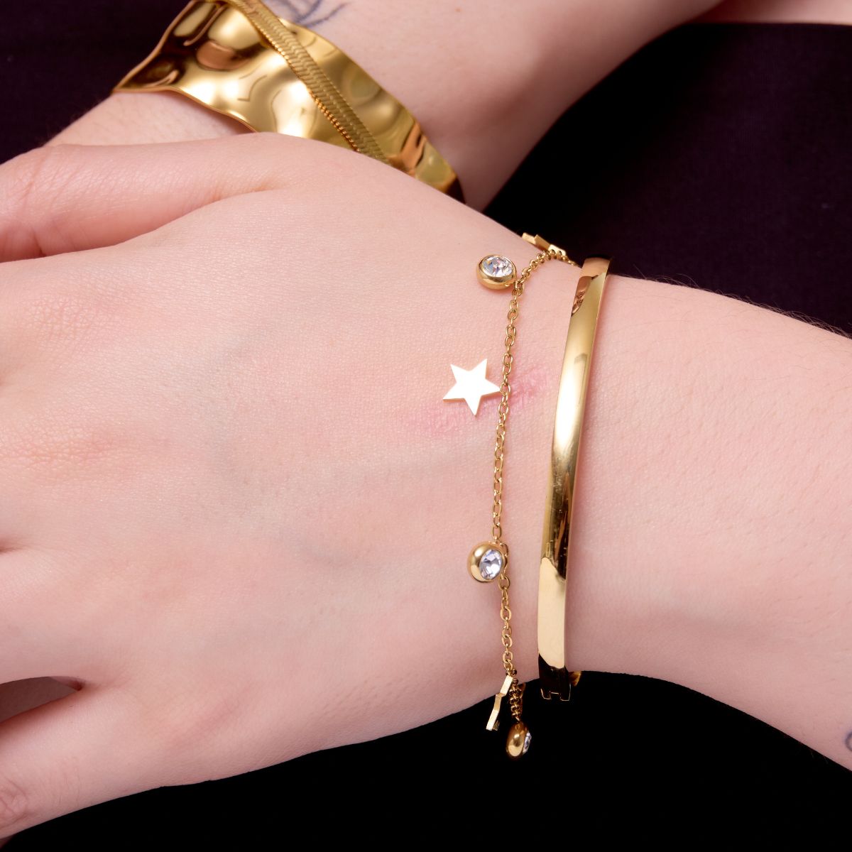 Pulsera Circon Estrella Waterproof - Joya en acero inoxidable enchapado en oro 18k - D'Merys