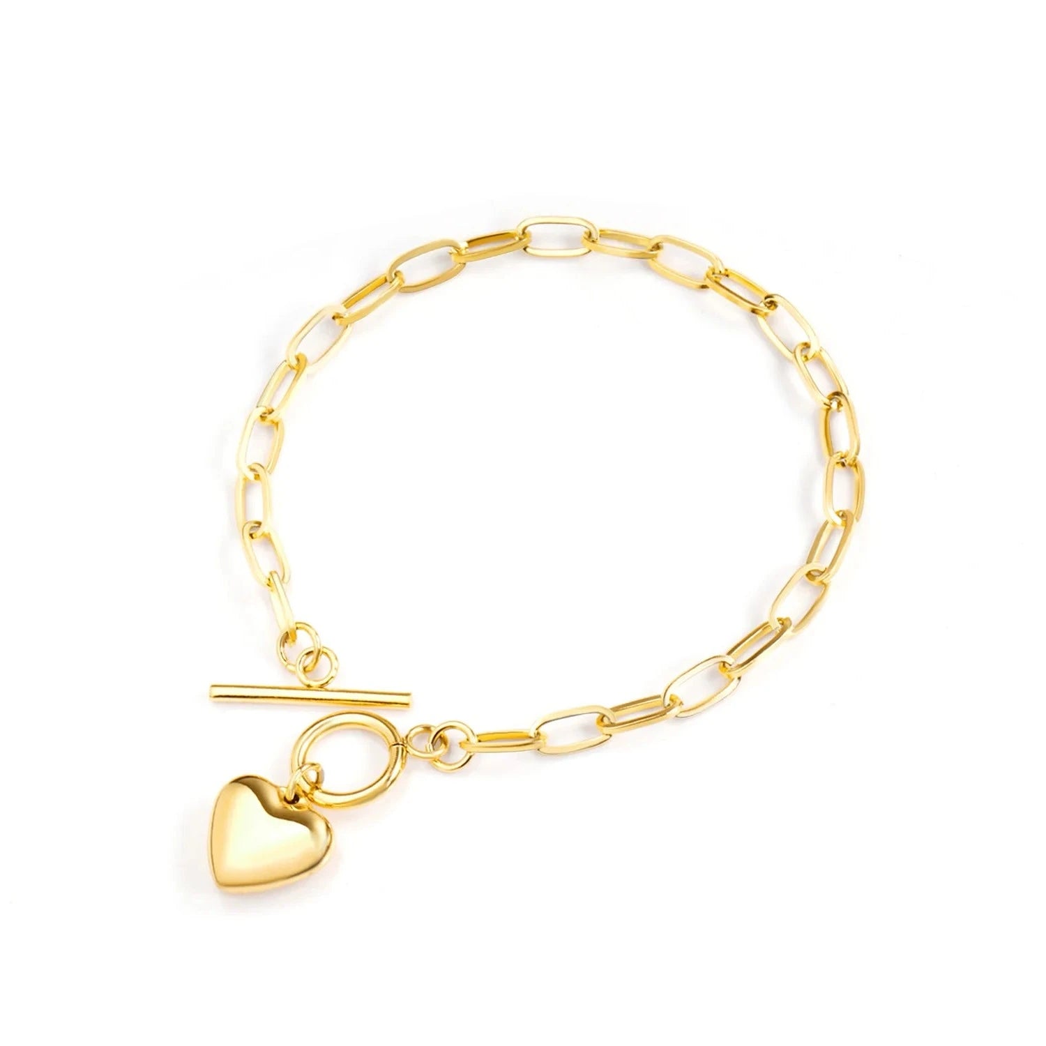 Pulsera Corazón Eslabones Waterproof - Joya en acero inoxidable enchapado en oro 18k - D'Merys
