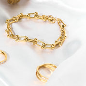 Pulsera Dina Eslabones Waterproof - Joya en acero inoxidable enchapado en oro 18k - D'Merys