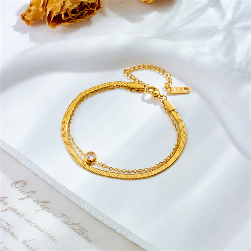 Pulsera Doble Alma Waterproof - Joya en acero inoxidable enchapado en oro 18k - D'Merys
