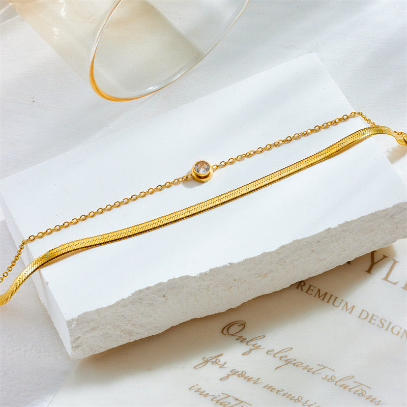 Pulsera Doble Alma Waterproof - Joya en acero inoxidable enchapado en oro 18k - Azzia joyería