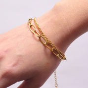 Pulsera Doble Eslabones Waterproof - Joya en acero inoxidable enchapado en oro 18k - D'Merys