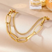 Pulsera Doble Eslabones Waterproof - Joya en acero inoxidable enchapado en oro 18k - D'Merys