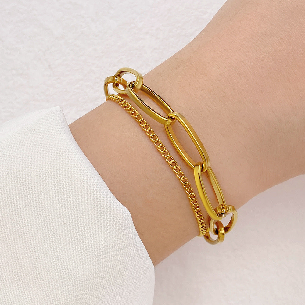 Pulsera Doble Eslabones Waterproof - Joya en acero inoxidable enchapado en oro 18k - D'Merys
