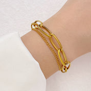 Pulsera Doble Eslabones Waterproof - Joya en acero inoxidable enchapado en oro 18k - D'Merys