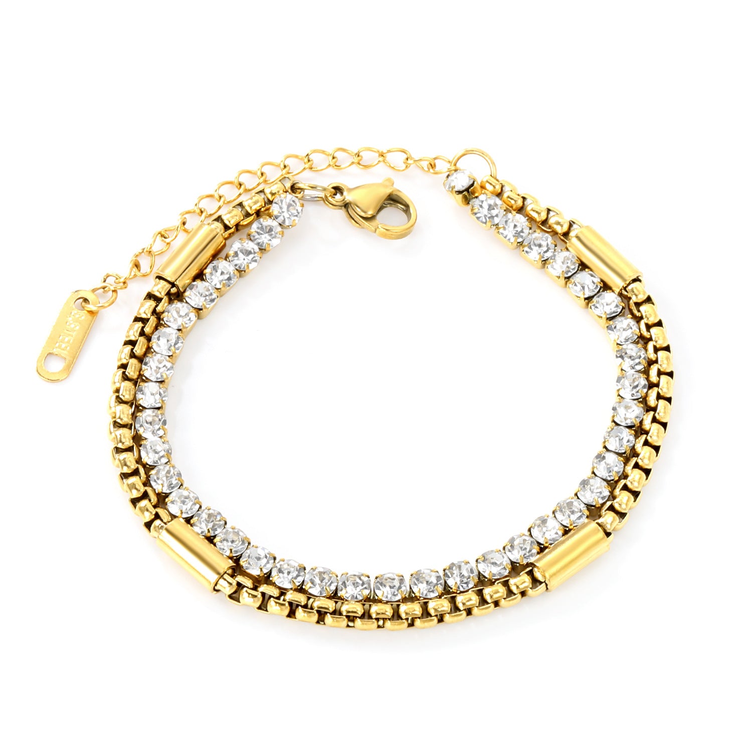 Pulsera Doble Tenis Waterproof - Joya en acero inoxidable enchapado en oro 18k - D'Merys