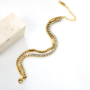 Pulsera Doble Tenis Waterproof - Joya en acero inoxidable enchapado en oro 18k - D'Merys