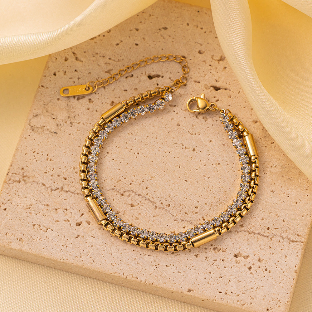 Pulsera Doble Tenis Waterproof - Joya en acero inoxidable enchapado en oro 18k - D'Merys