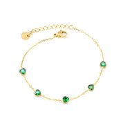 Pulsera Green Hearts Waterproof - Joya en acero inoxidable enchapado en oro 18k - Azzia joyería