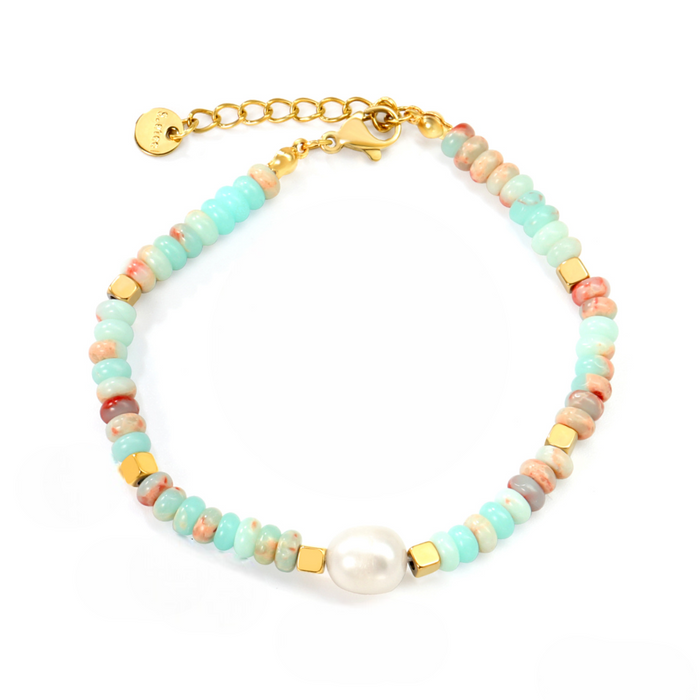 Pulsera Isla Bonita Piedras Waterproof - Joya en acero inoxidable enchapado en oro 18k - Azzia joyería